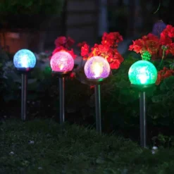 Solar Crackle Globe Stake Light, 5pc Carry Pack