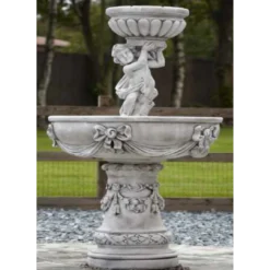 Border Stoneware 2 Tier Cherub Self Contained Fountain