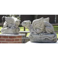 Border Stoneware Pair Crouching Griffin Gatekeeper