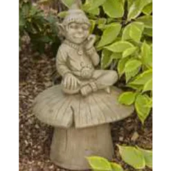 Border Stoneware Pixie Sitting On Mushroom