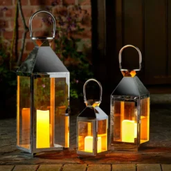 Stockholm Stainless Steel Lanterns - Set Of 3