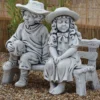 Town Boy & Girl On Bench
